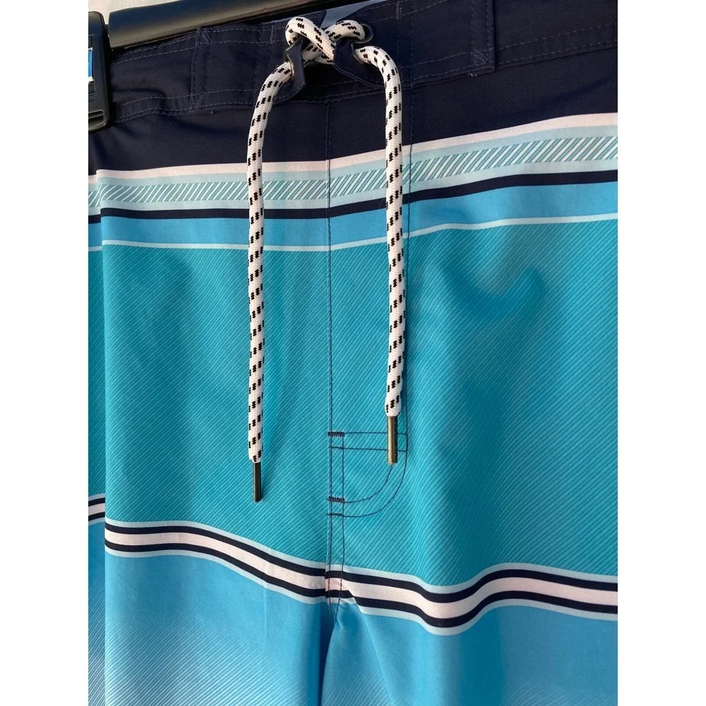 Sonoma Swim Trunks Striped Drawstring‎ Blue Navy White Pockets XL Nice PreOwned
